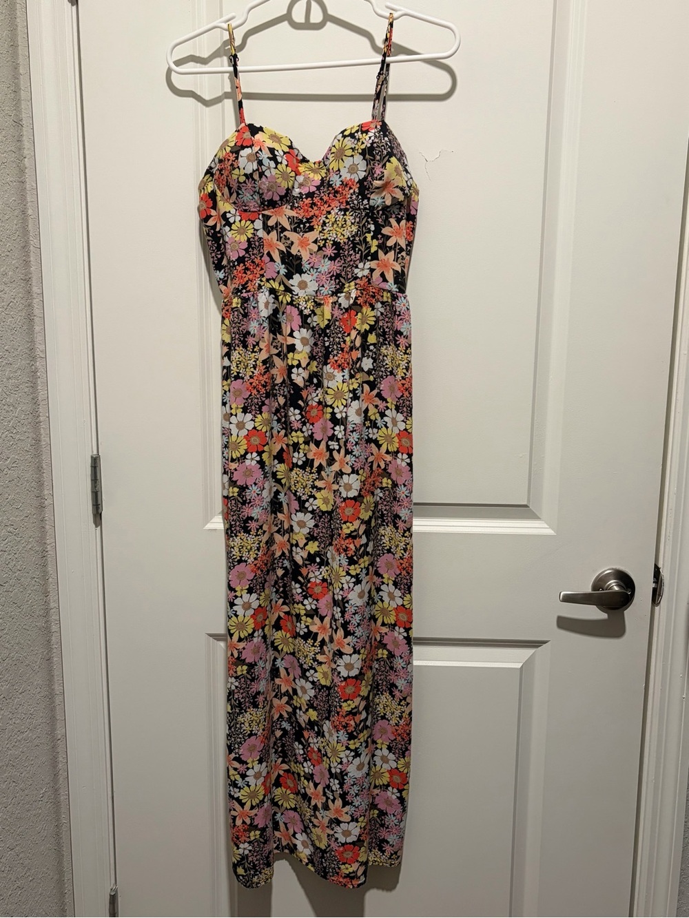 Lily Rose Black Floral Spaghetti-Strap Maxi Dress